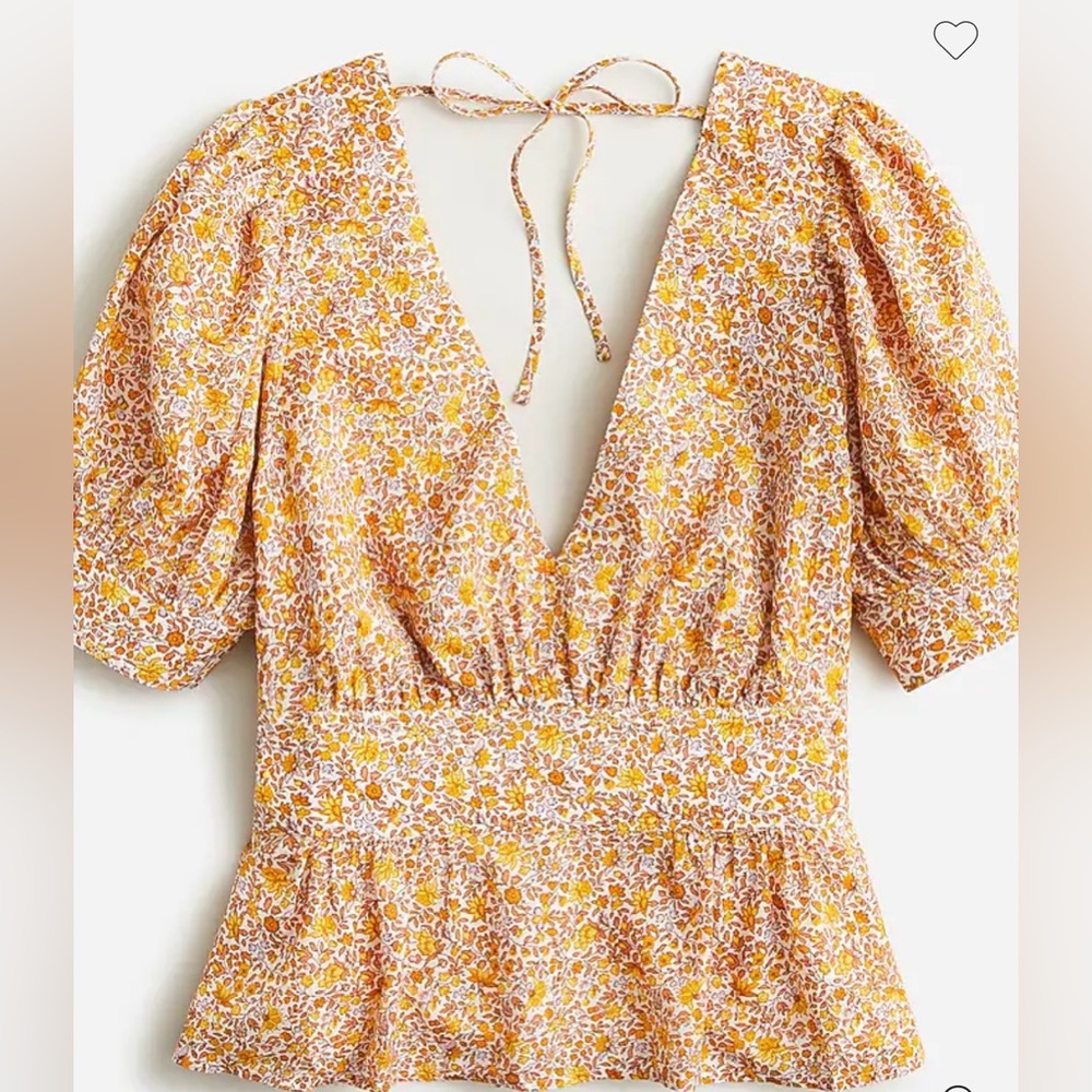 J Crew Puff-Sleeve V-Neck Top Scattered Blooms - NWT - Liberty London Capsule